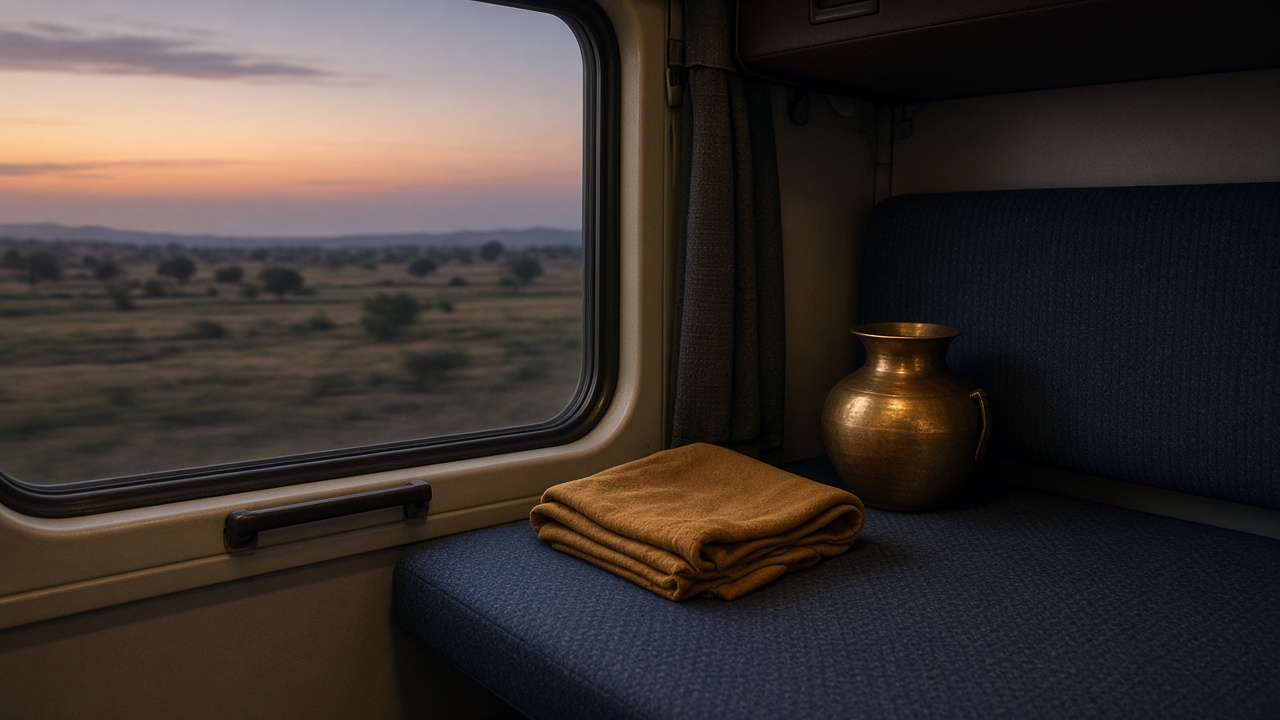 A night train toward Haridwar. Still made for this edition; no people.
