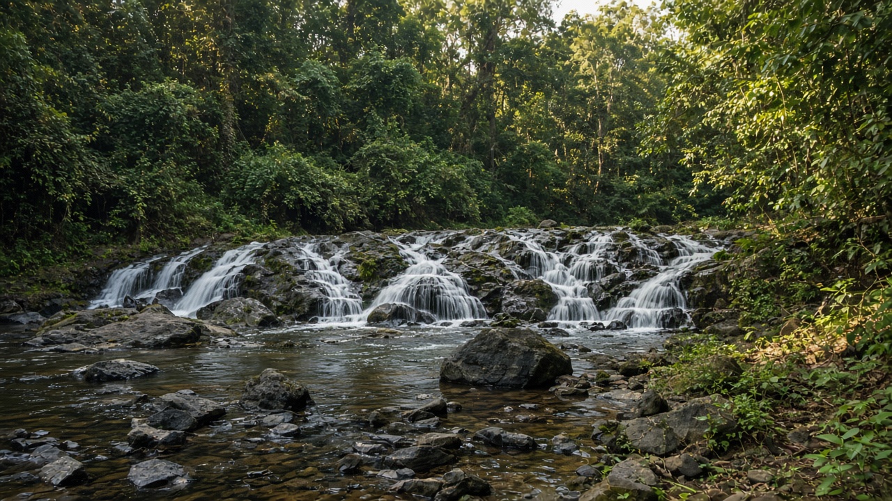 A stone stream in the spirit of the Saptadhara. Still made for this edition; no people.